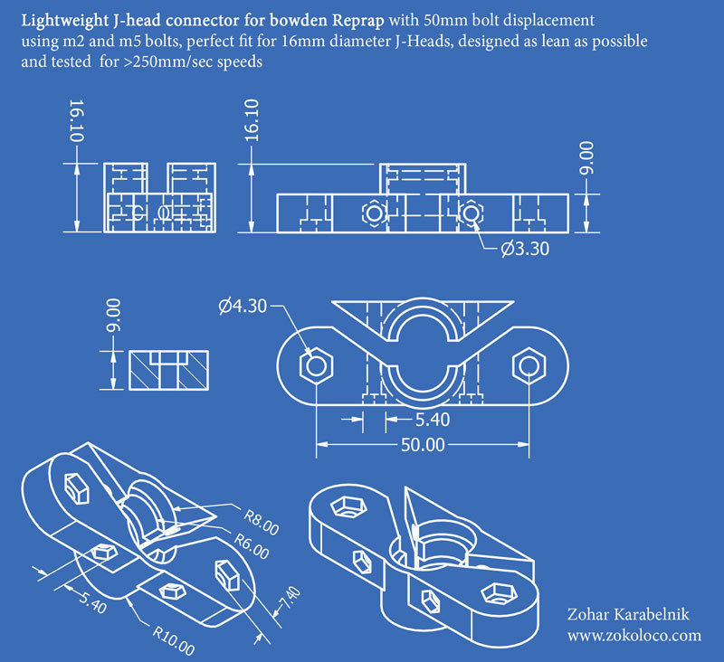 Lightweight precise J-Head connector 3D print model_1