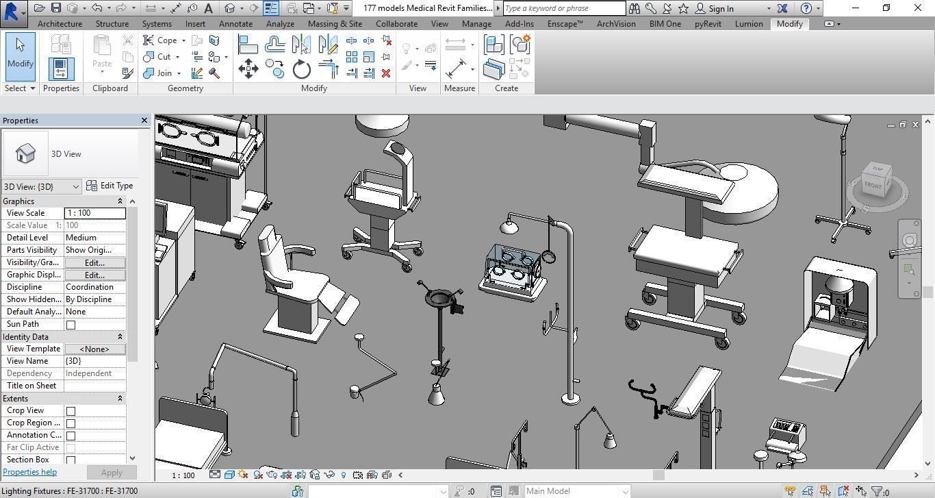 177 models for Medical Equipment Revit Family 3d model 3D model_9