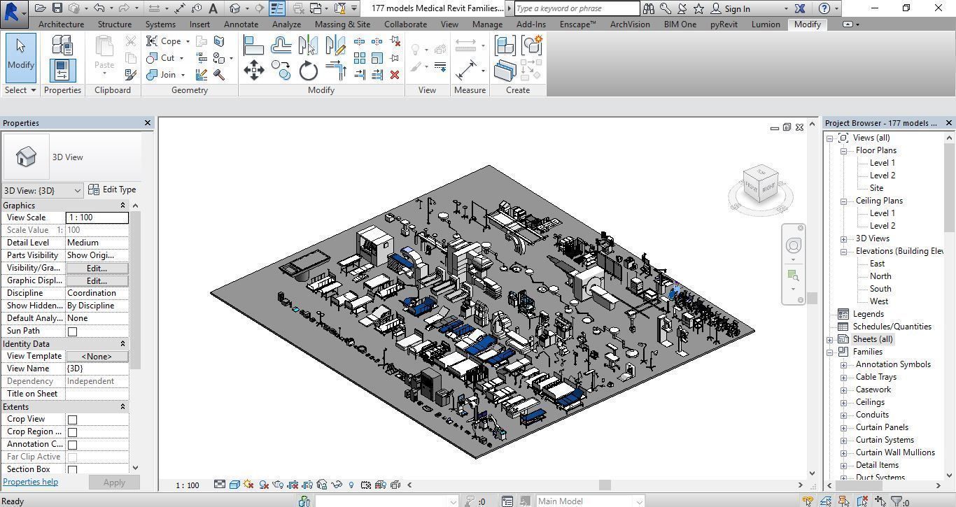 177 models for Medical Equipment Revit Family 3d model 3D model_1