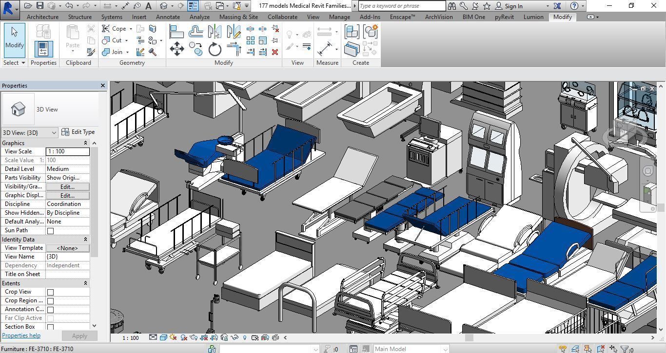 177 models for Medical Equipment Revit Family 3d model 3D model_14