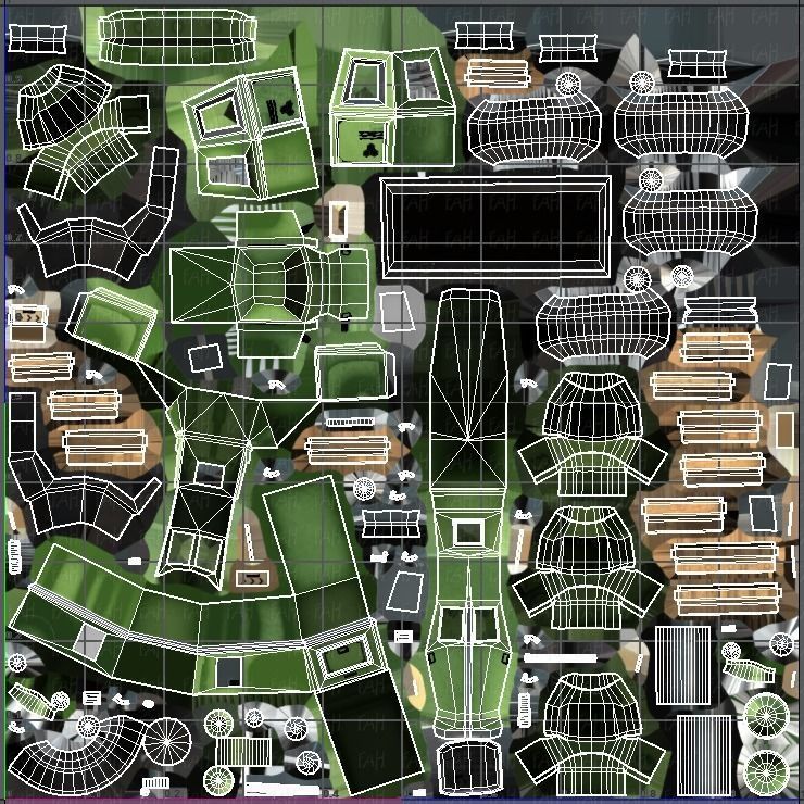 Pickup truck cartoon Low-poly 3D model_42