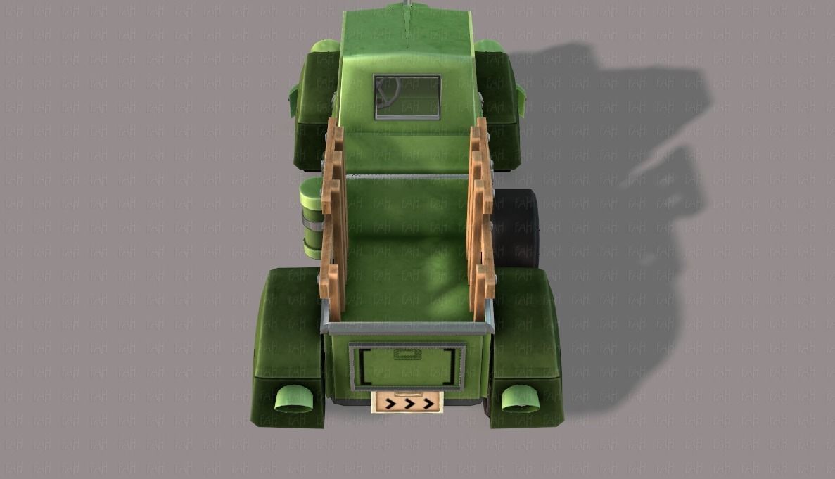 Pickup truck cartoon Low-poly 3D model_21