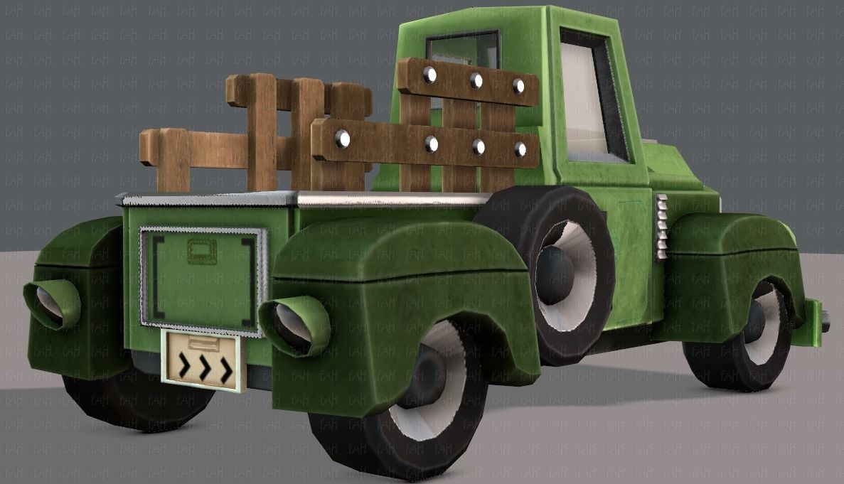 Pickup truck cartoon Low-poly 3D model_37