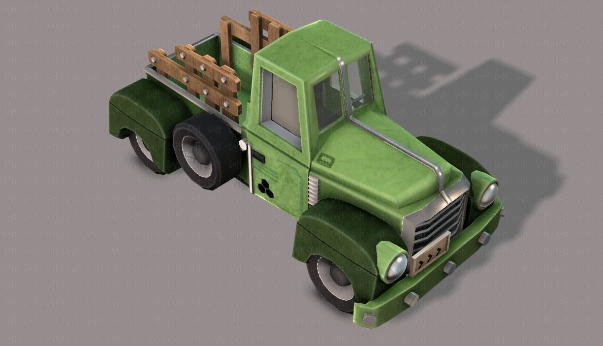 Pickup truck cartoon Low-poly 3D model_18