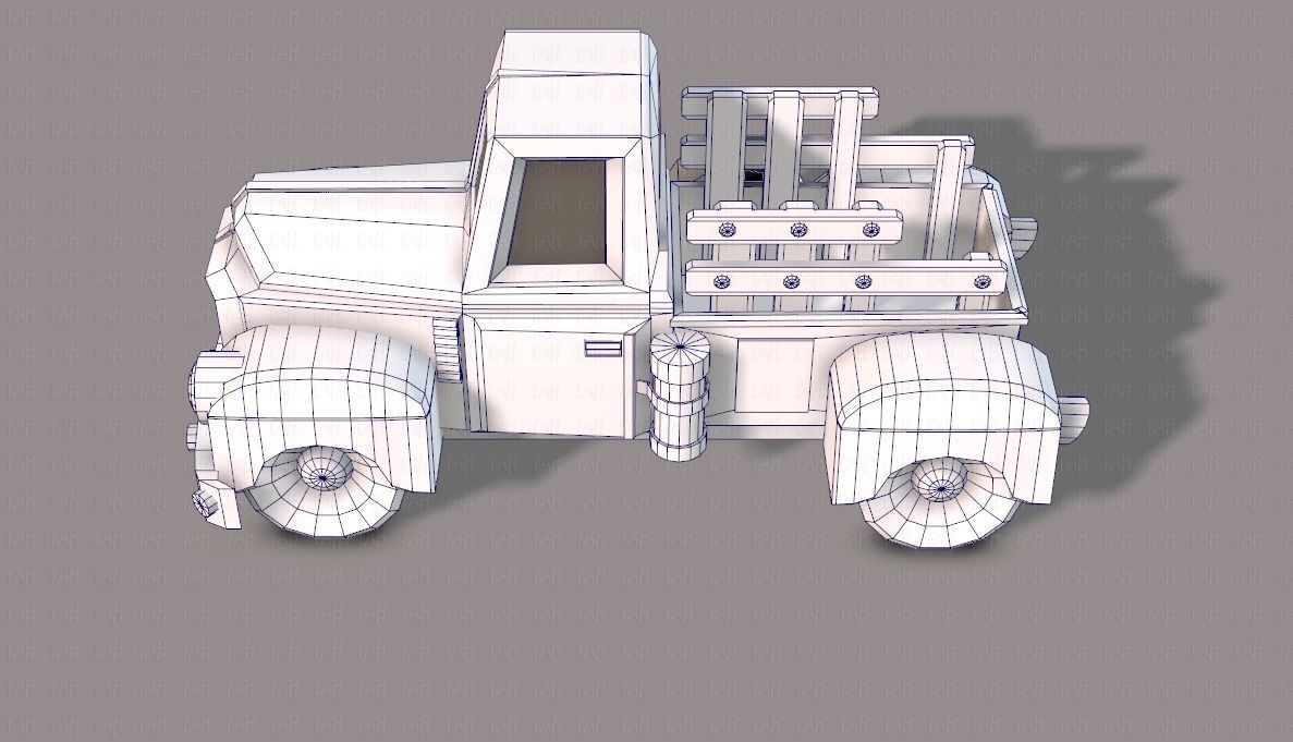 Pickup truck cartoon Low-poly 3D model_31