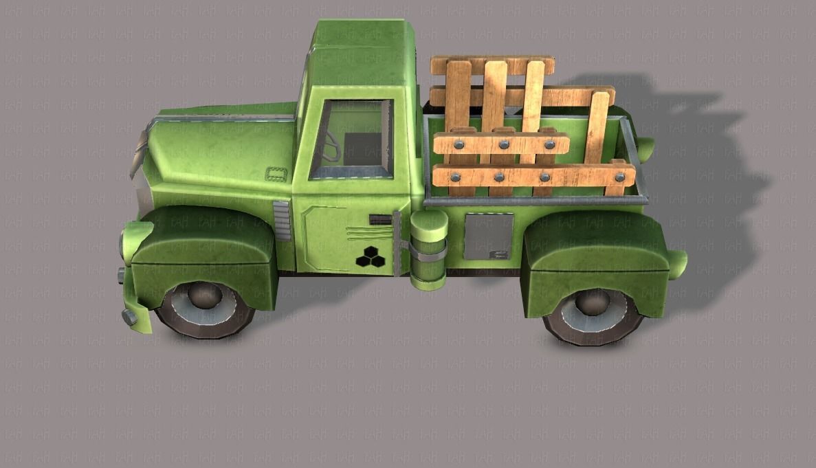 Pickup truck cartoon Low-poly 3D model_23