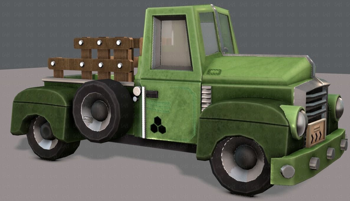 Pickup truck cartoon Low-poly 3D model_33