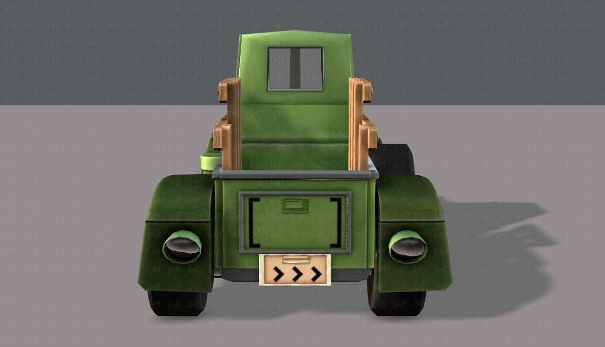 Pickup truck cartoon Low-poly 3D model_5