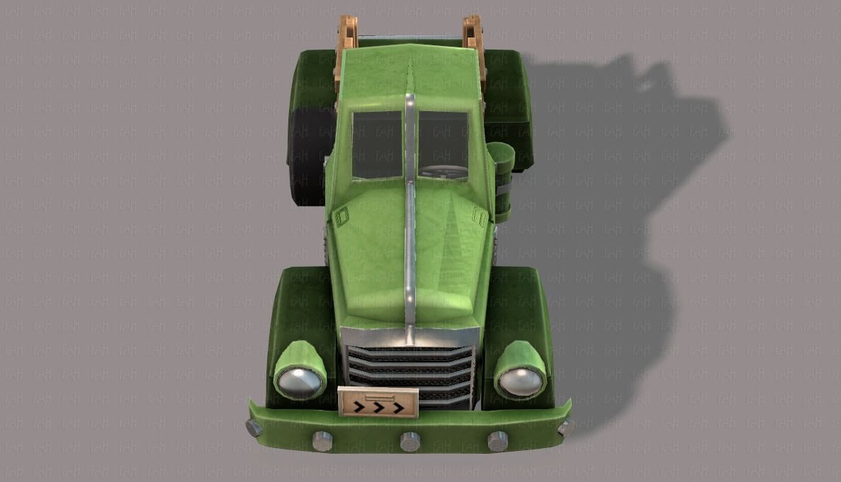 Pickup truck cartoon Low-poly 3D model_17