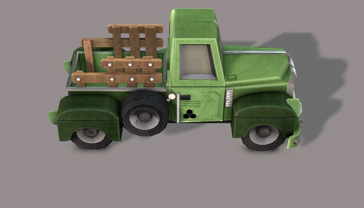 Pickup truck cartoon Low-poly 3D model_19