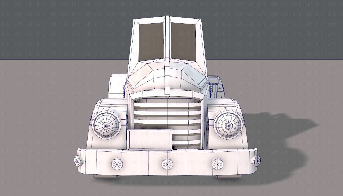 Pickup truck cartoon Low-poly 3D model_9