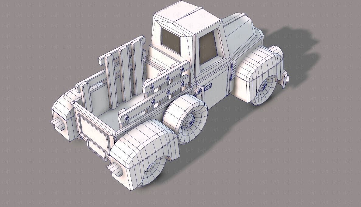 Pickup truck cartoon Low-poly 3D model_28