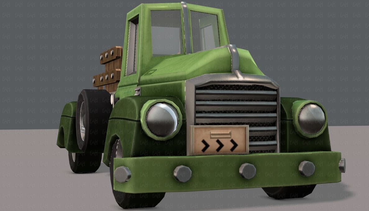 Pickup truck cartoon Low-poly 3D model_35