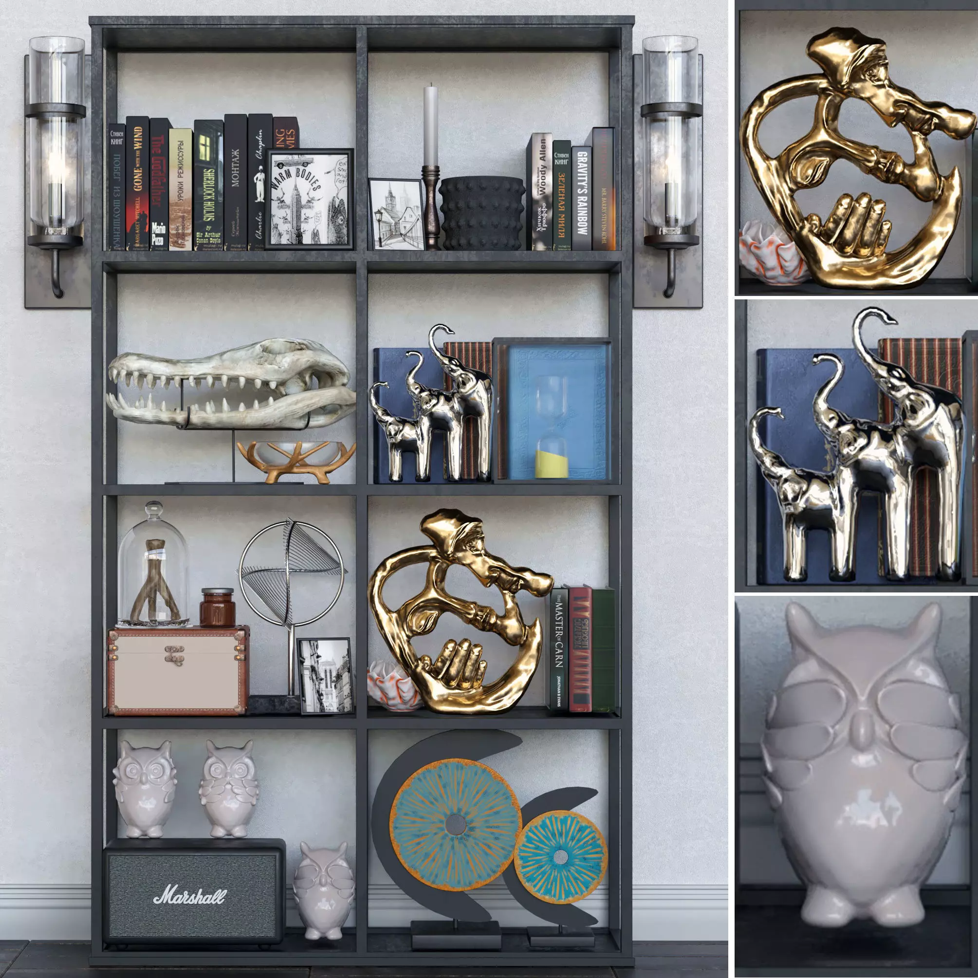 Set-200 gold sculpture of man holding book 3D model