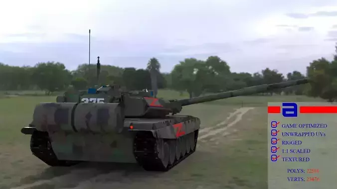  Wagner PMC T90A Tank with Iconic Red Z Marking 3D Model