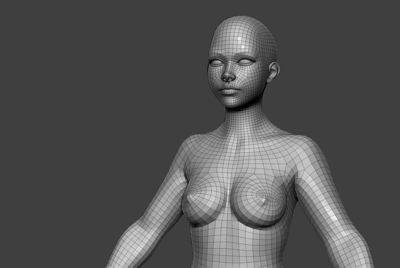 Female Body Basemesh 8 Low-poly 3D model_10
