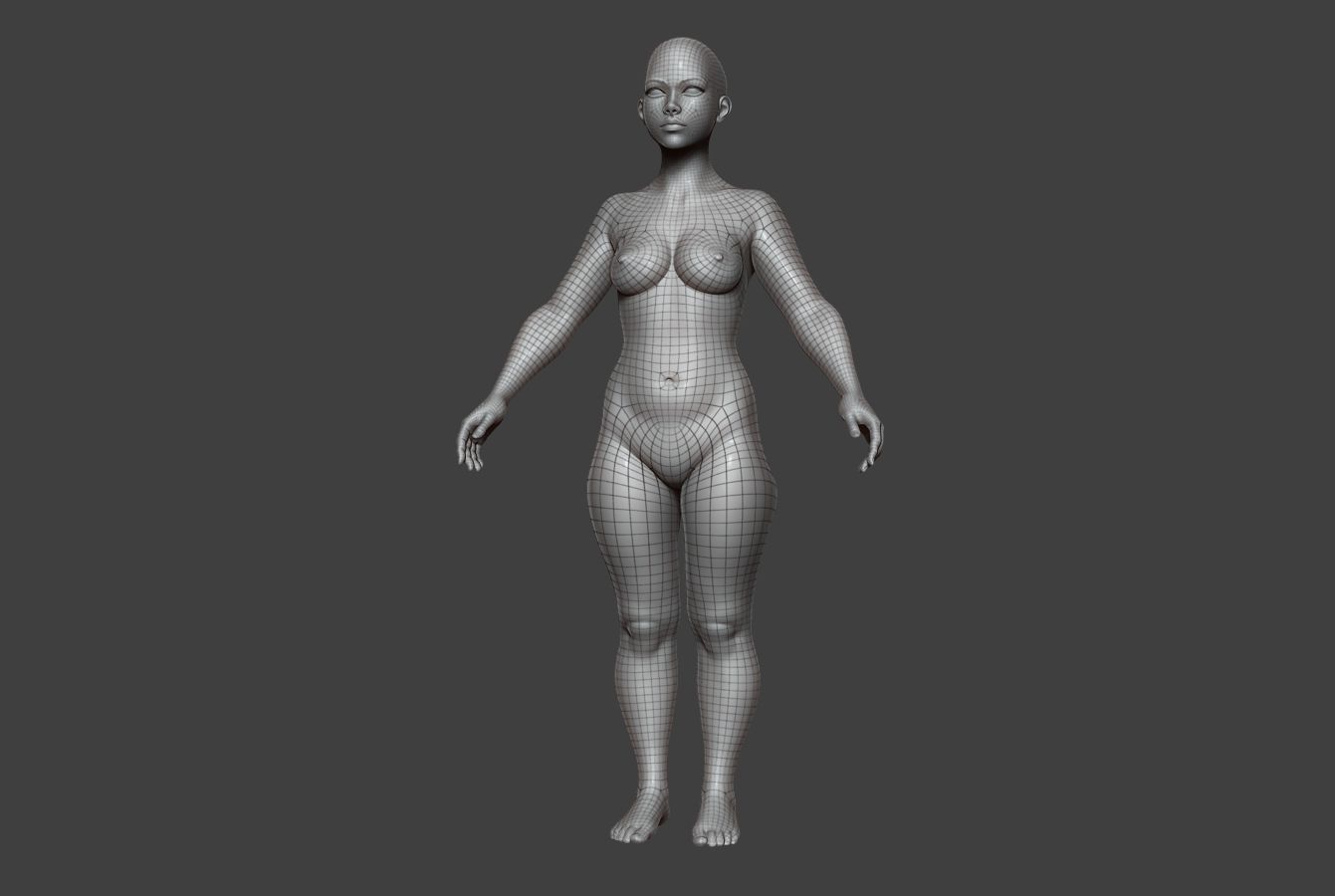 Female Body Basemesh 8 Low-poly 3D model_13