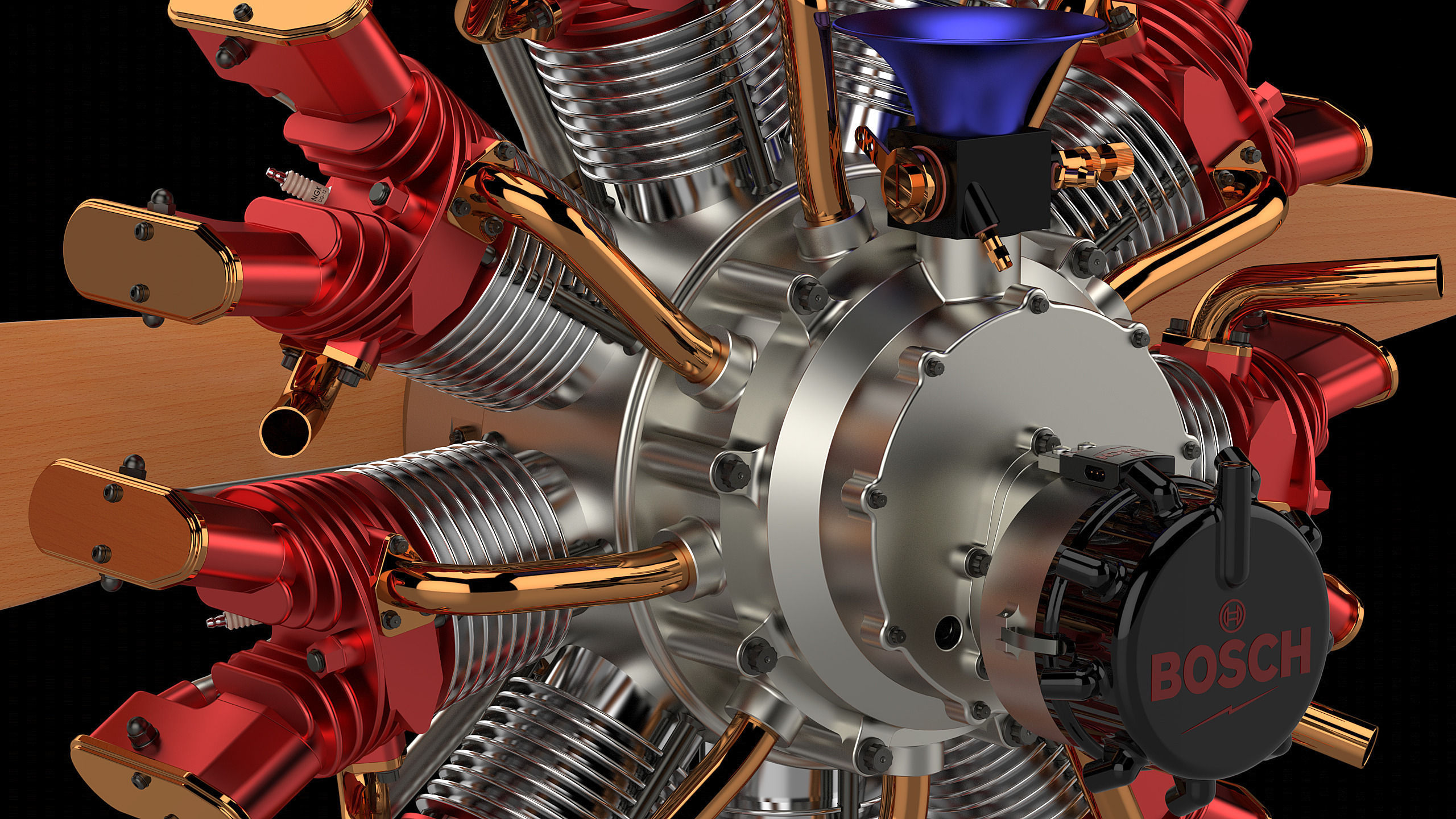 Karl-Erik Olsryd 9-Cylinder Radial Wright J-5 Whirlwind free 3D model ...