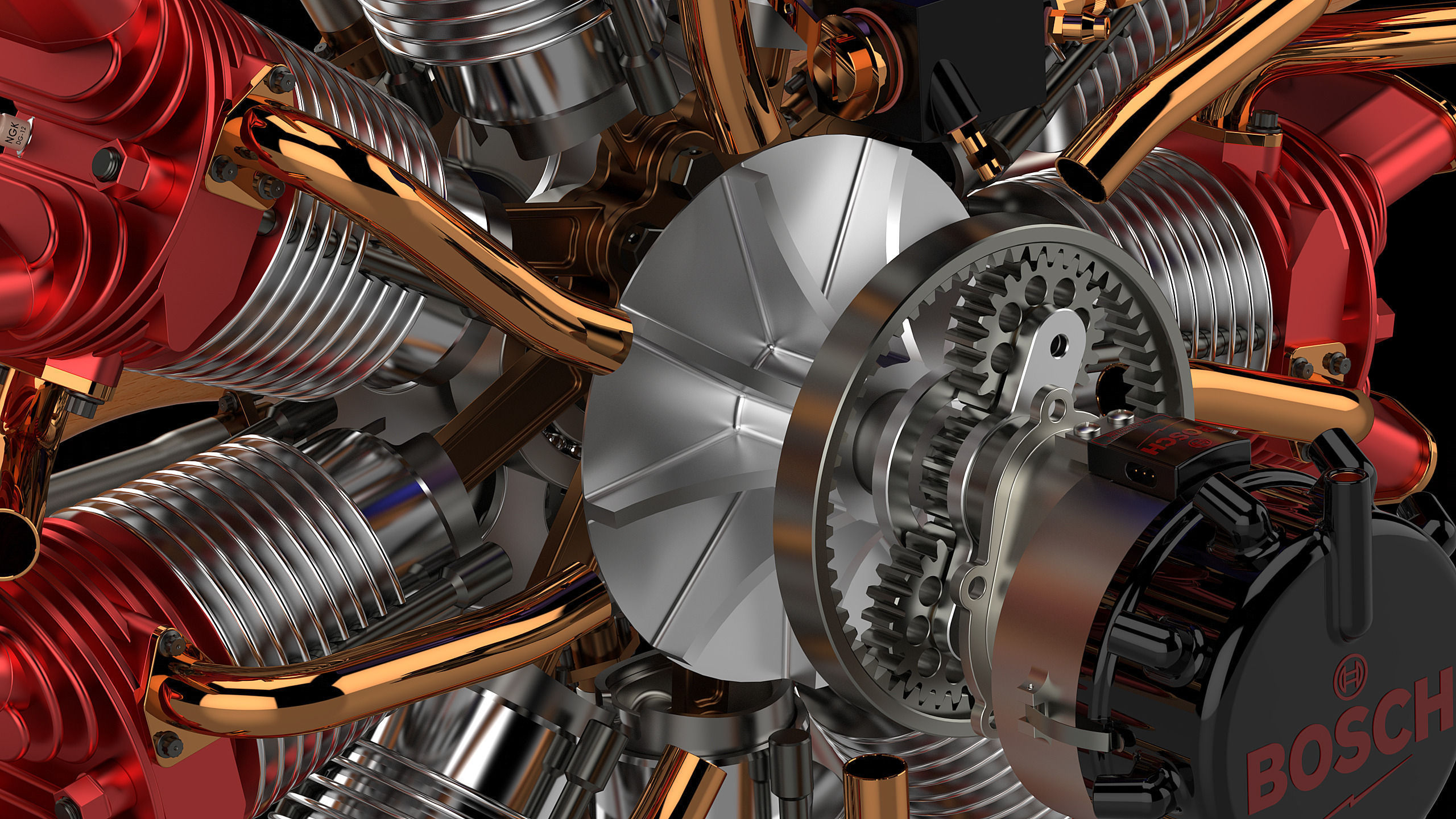 Karl-Erik Olsryd 9-Cylinder Radial Wright J-5 Whirlwind free 3D model ...