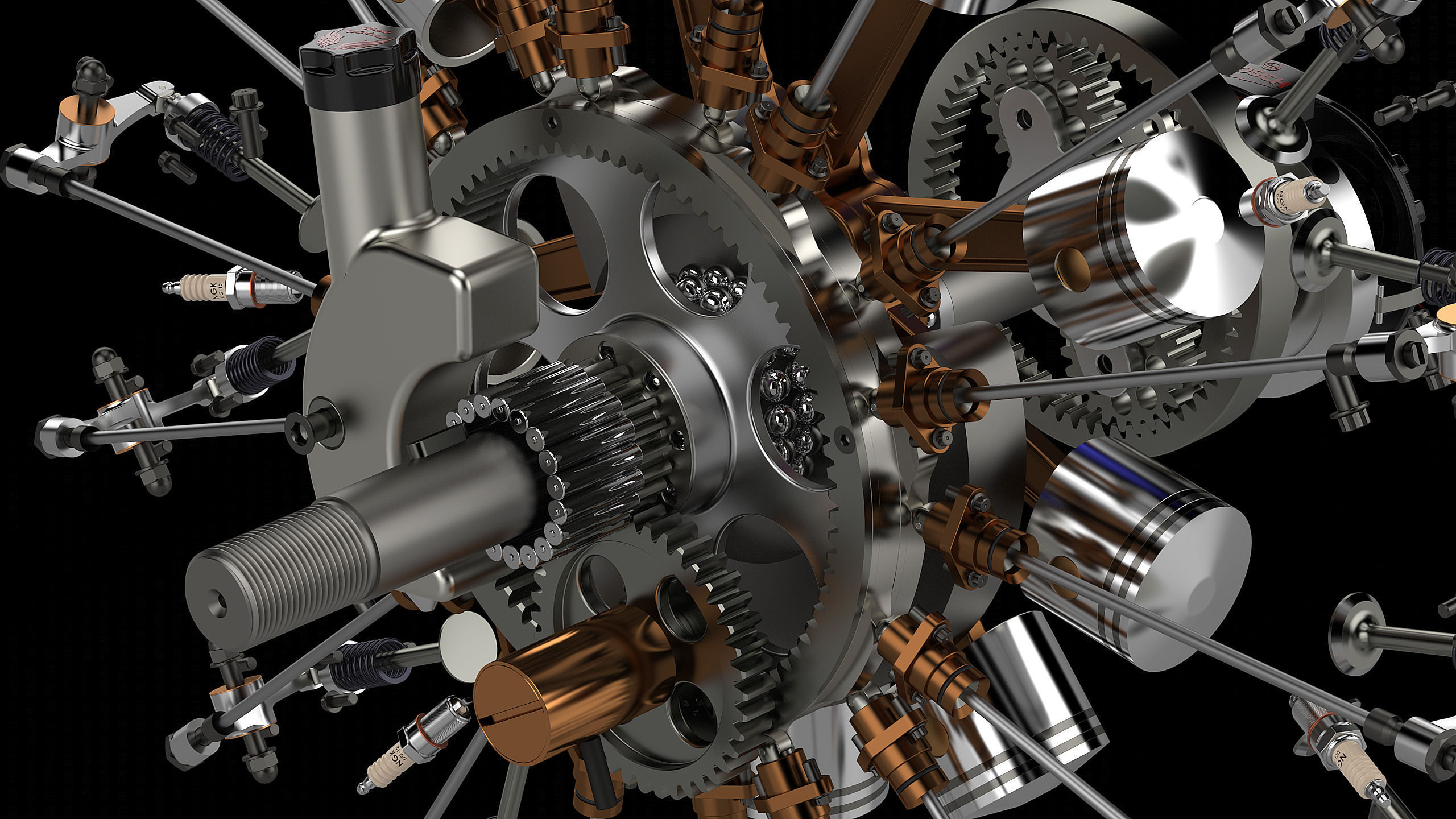 Karl-Erik Olsryd 9-Cylinder Radial Wright J-5 Whirlwind free 3D model ...
