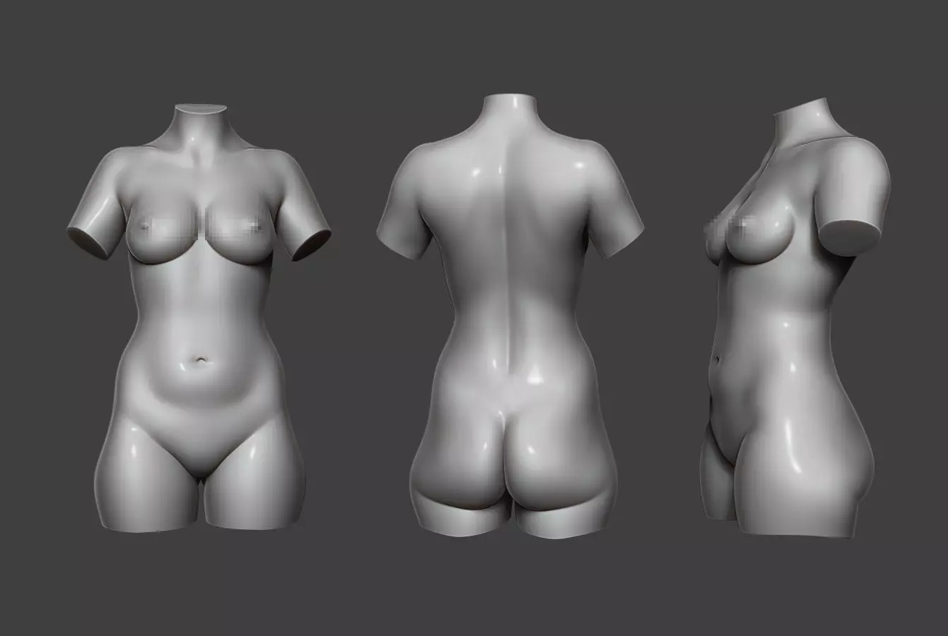 Female Torso 12 Low-poly 3D model_0
