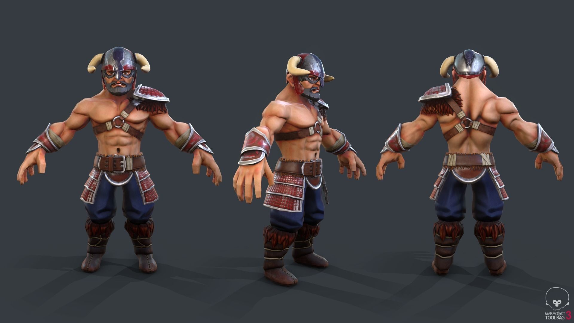 Low Poly barbarian Low-poly 3D model_2