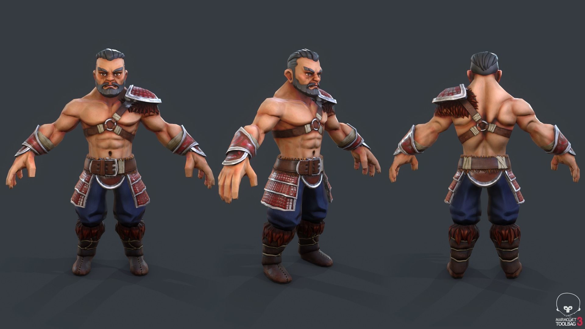 Low Poly barbarian Low-poly 3D model_4