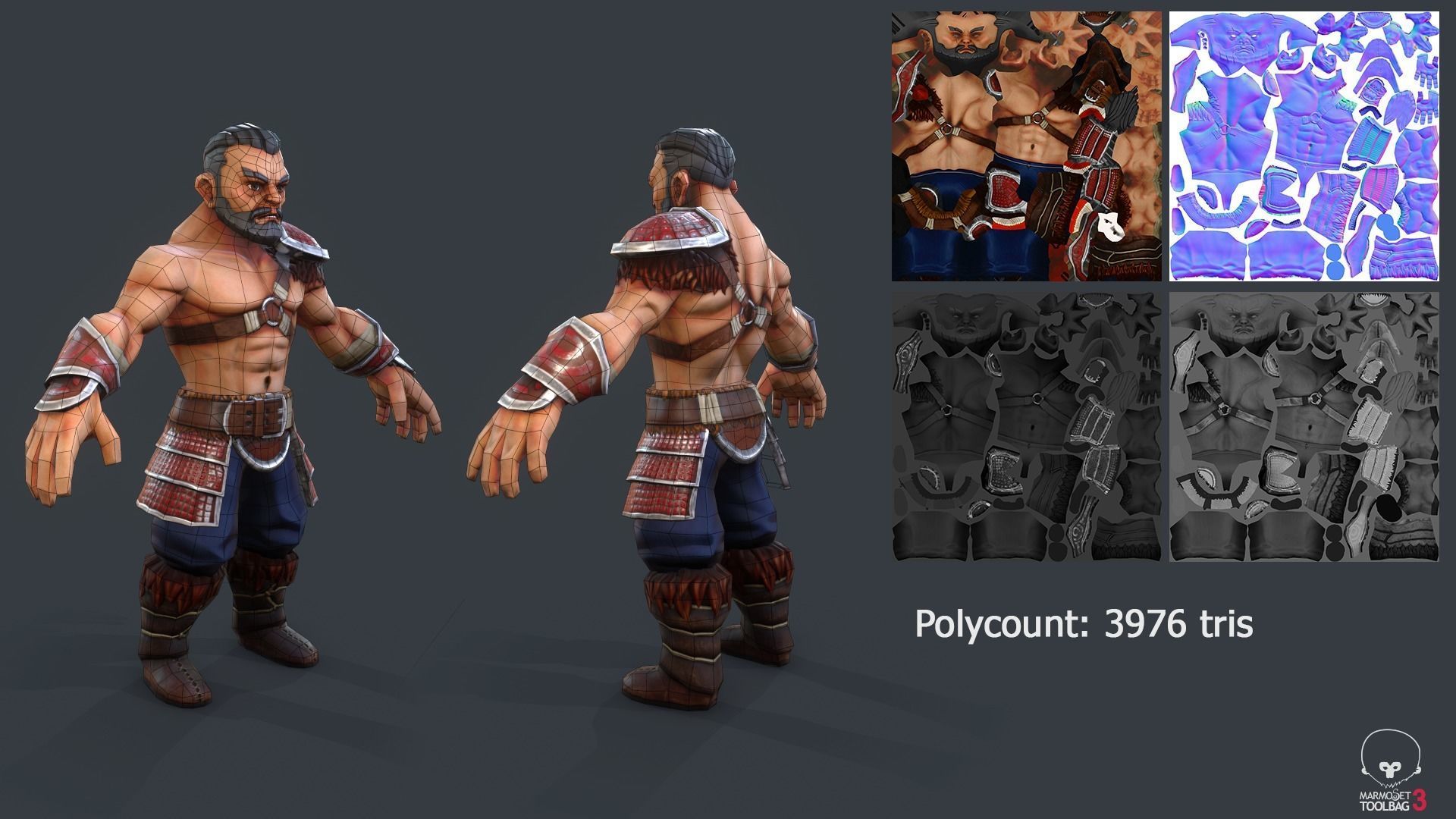 Low Poly barbarian Low-poly 3D model_3