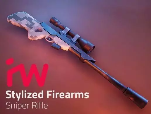 Stylized Sniper Rifle Low-poly 3D model