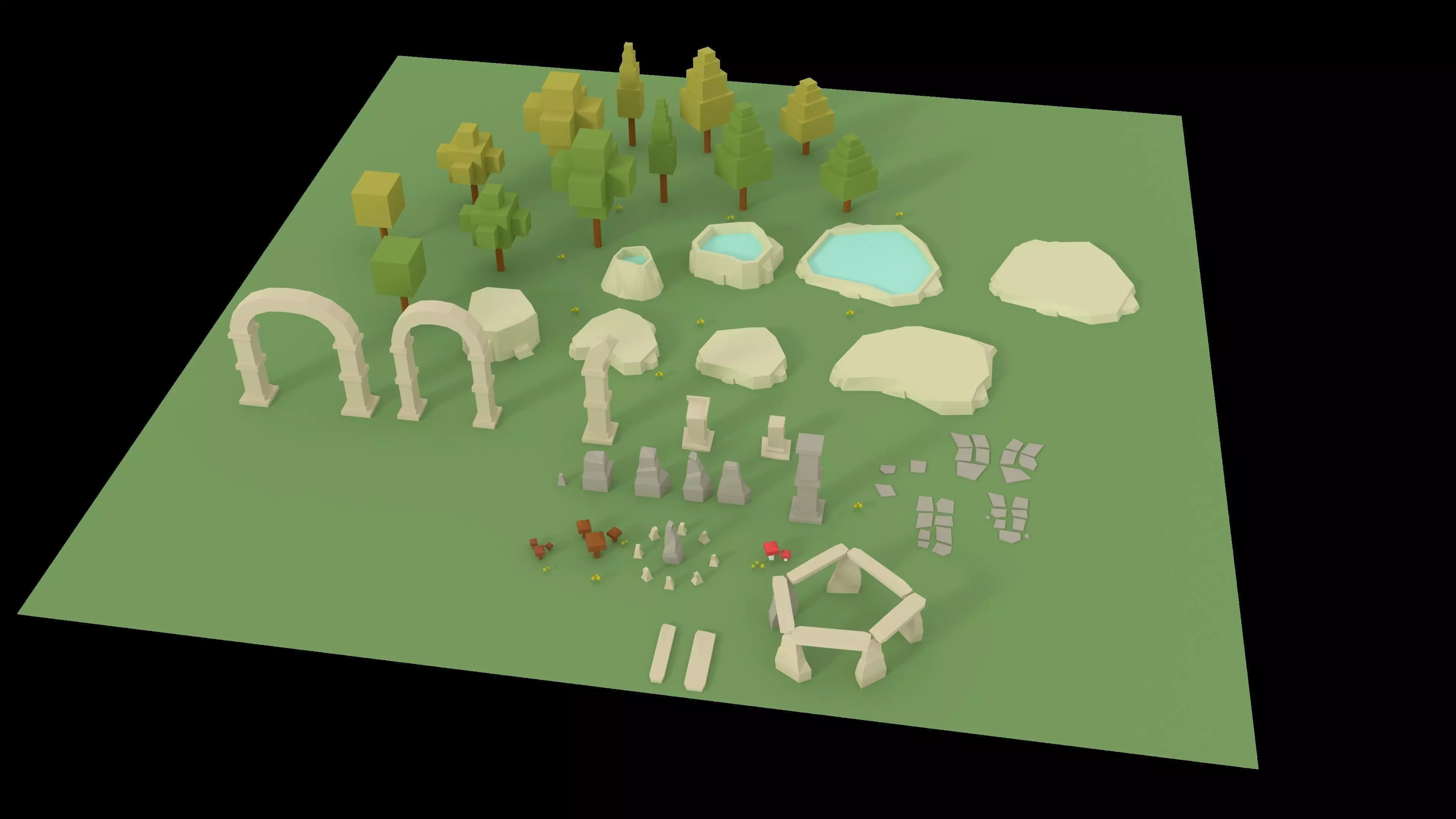 Low poly fantasy land nature asset pack Low-poly 3D model_0