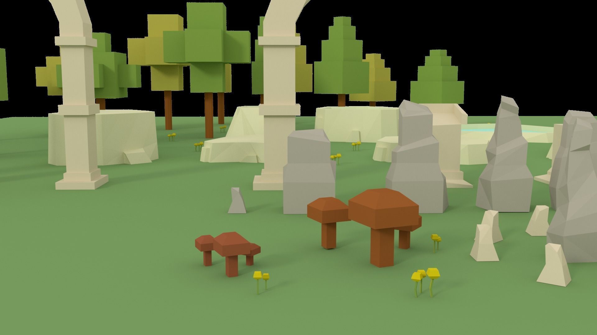 Low poly fantasy land nature asset pack Low-poly 3D model_2