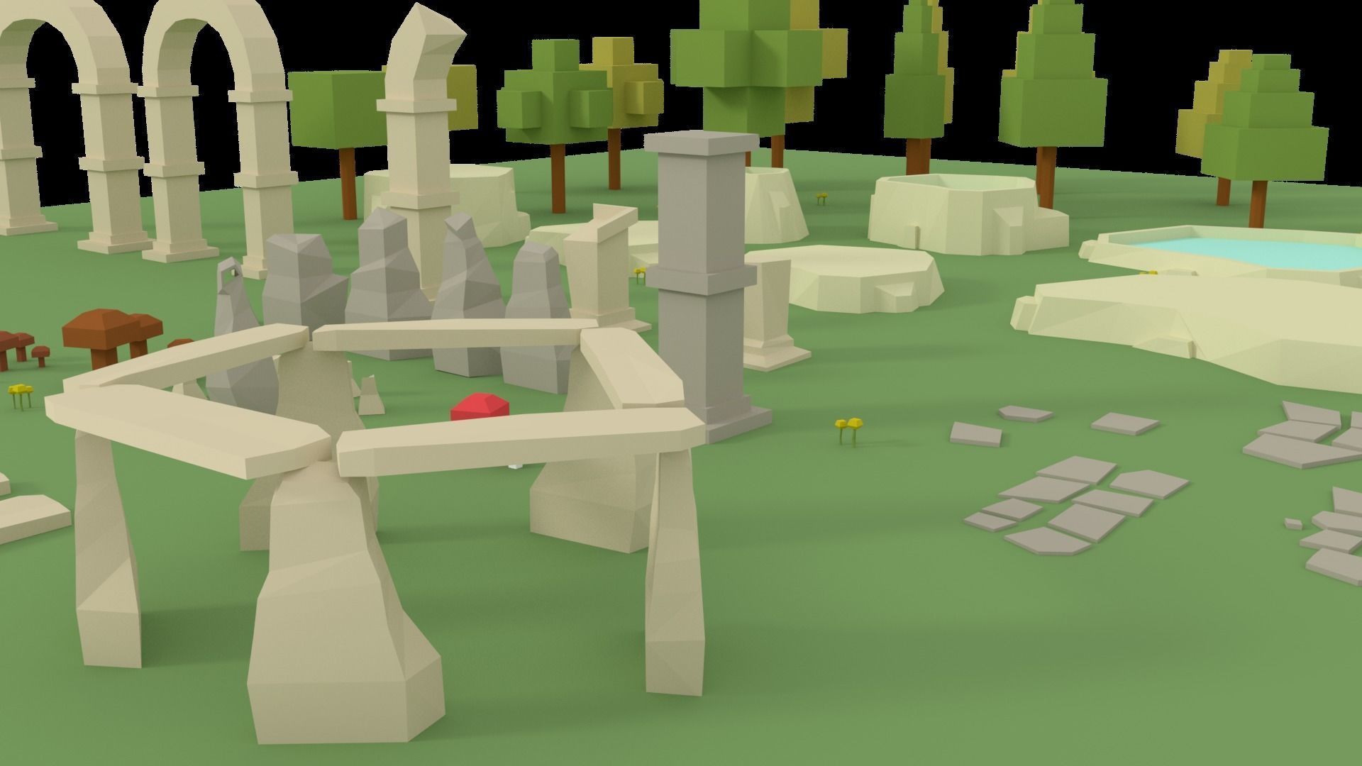 Low poly fantasy land nature asset pack Low-poly 3D model_1