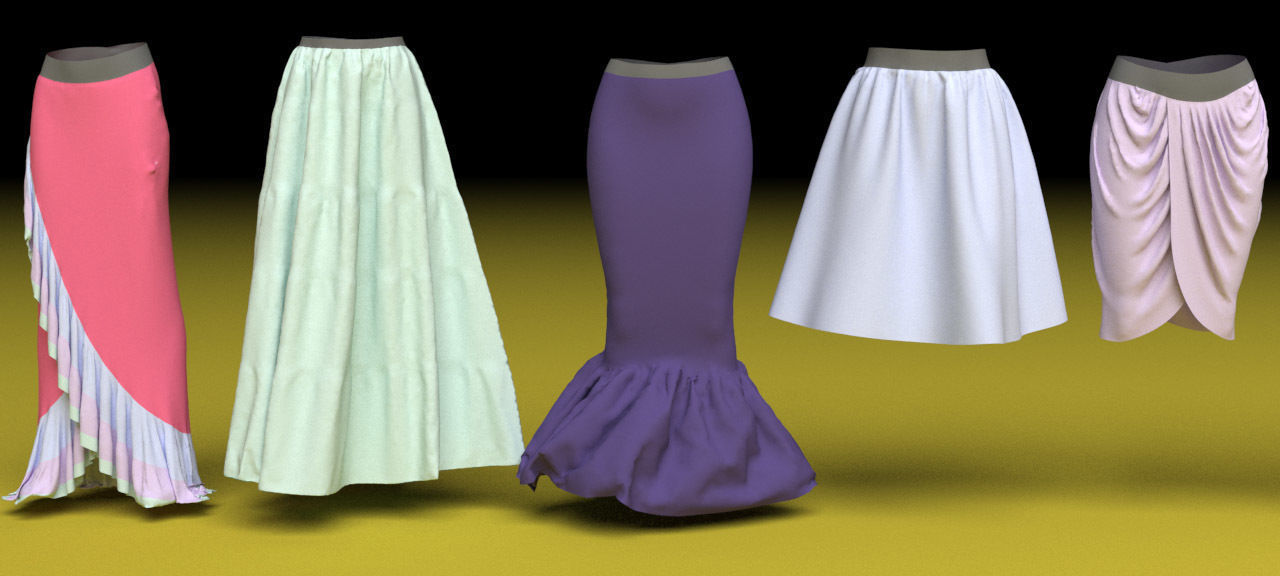 Female clothing skirts and pants  3D model_2