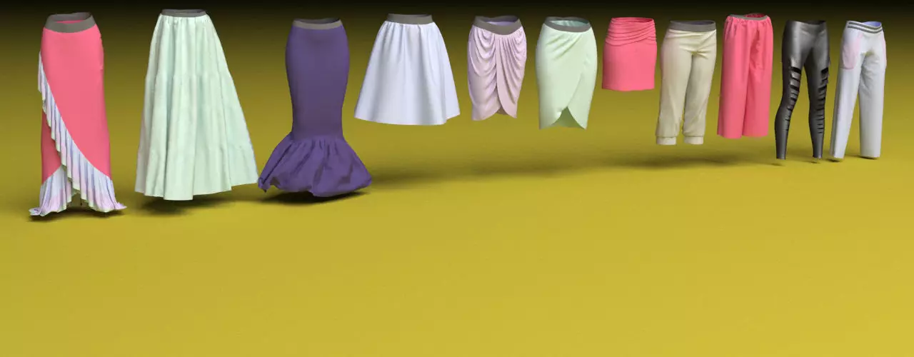 Female clothing skirts and pants  3D model_0