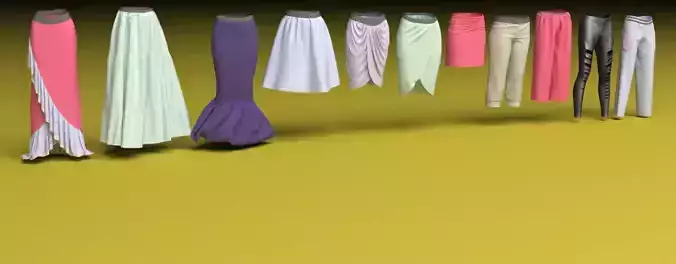 Female clothing skirts and pants  3D model