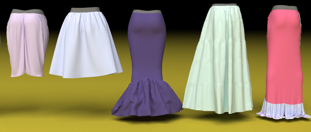 Female clothing skirts and pants  3D model_3