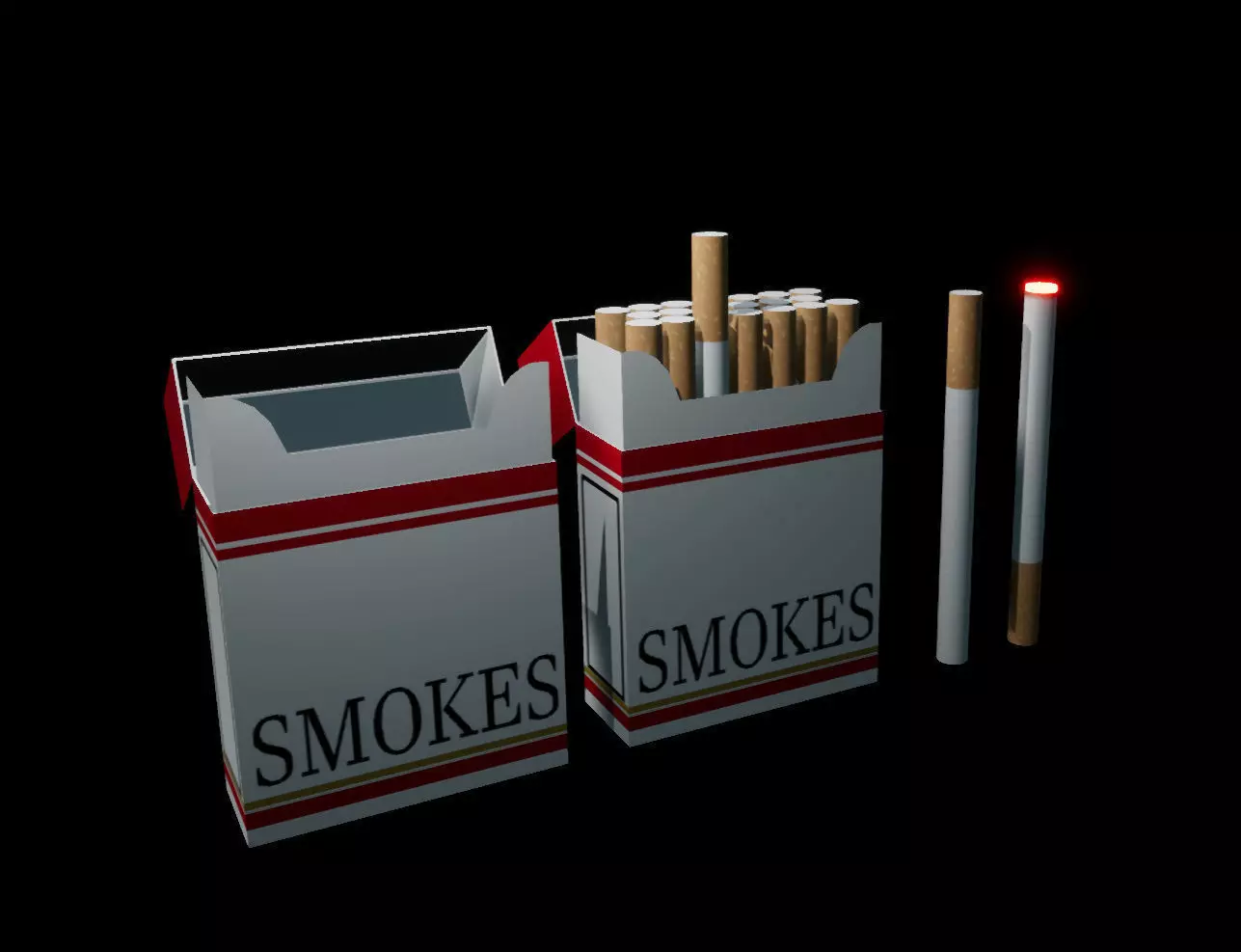Cigarette and Simple Box Free low-poly 3D model_0