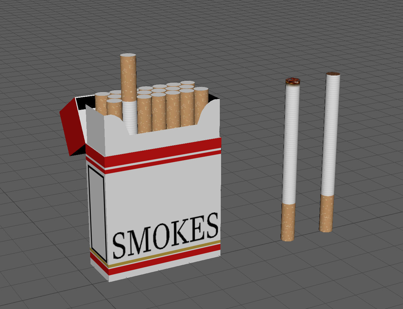 Cigarette and Simple Box Free low-poly 3D model_1