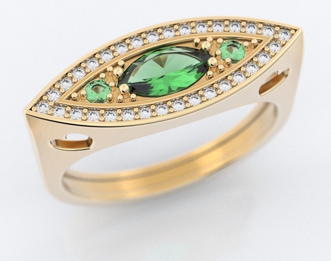 Ring of the Marquise with Diamonds and Hearts 384 3D print model_3