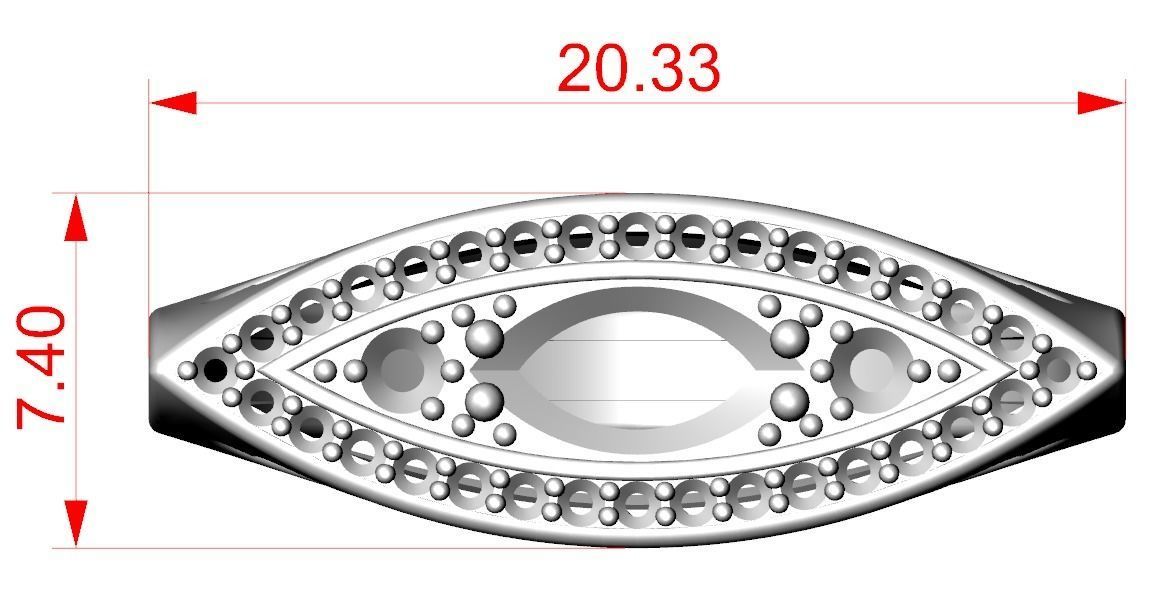 Ring of the Marquise with Diamonds and Hearts 384 3D print model_13