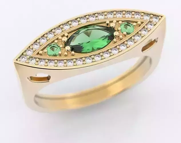 Ring of the Marquise with Diamonds and Hearts 384