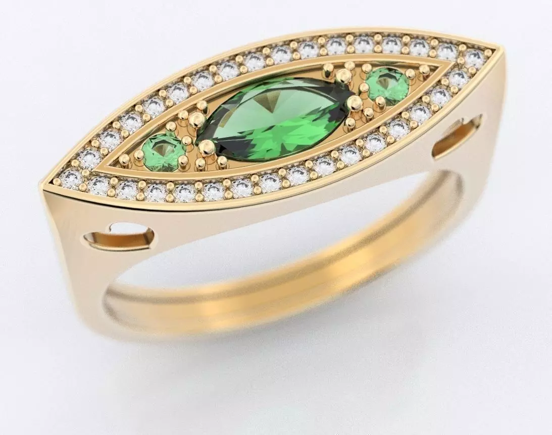 Ring of the Marquise with Diamonds and Hearts 384 3D print model_0