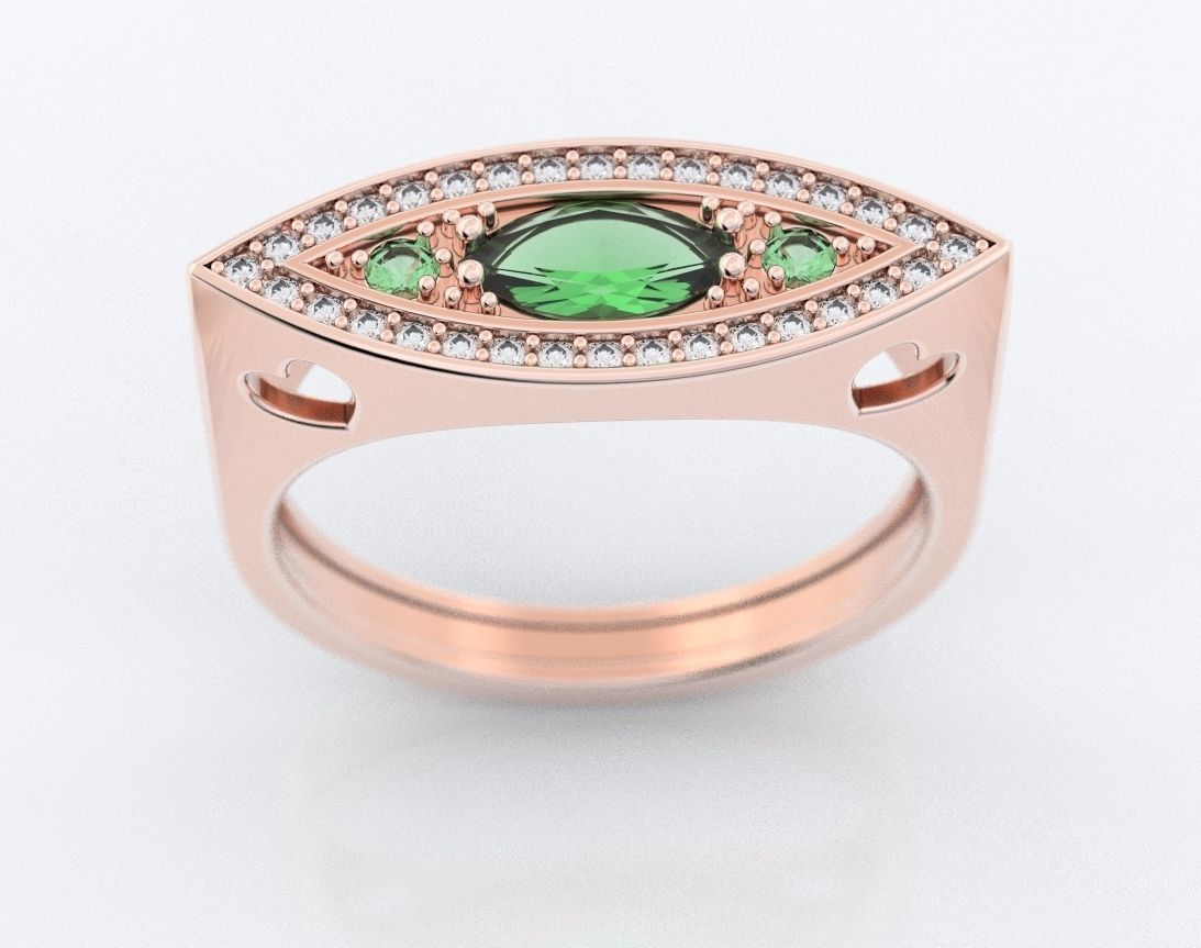 Ring of the Marquise with Diamonds and Hearts 384 3D print model_5