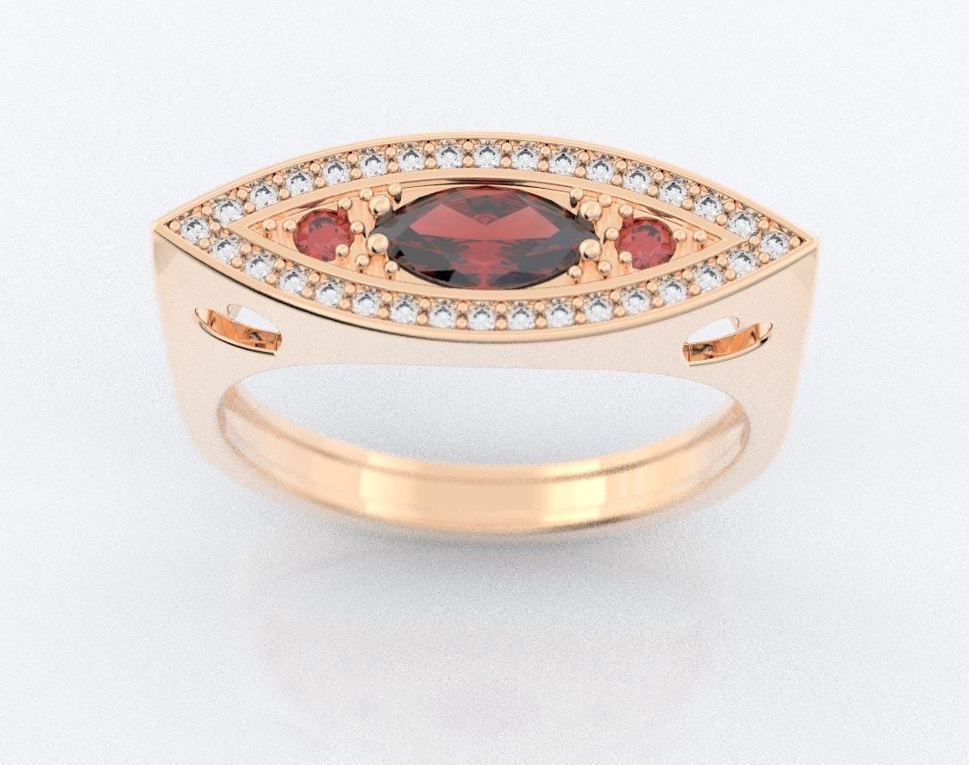 Ring of the Marquise with Diamonds and Hearts 384 3D print model_11