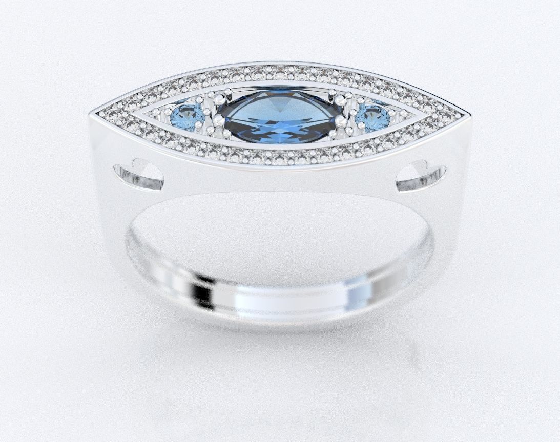 Ring of the Marquise with Diamonds and Hearts 384 3D print model_10