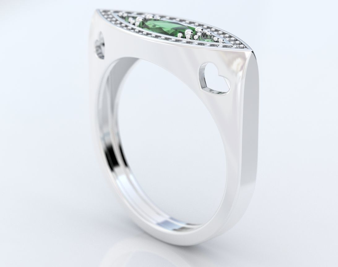 Ring of the Marquise with Diamonds and Hearts 384 3D print model_6