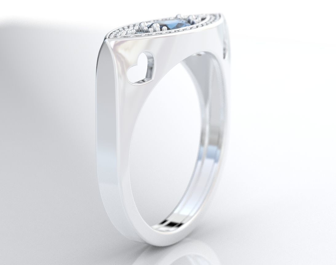 Ring of the Marquise with Diamonds and Hearts 384 3D print model_7