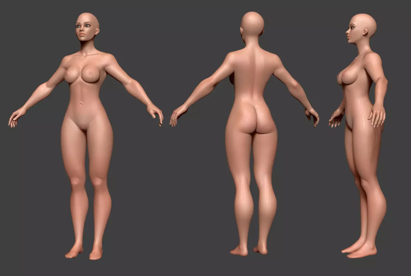 Female Body Basemesh 9 Low-poly 3D model_0