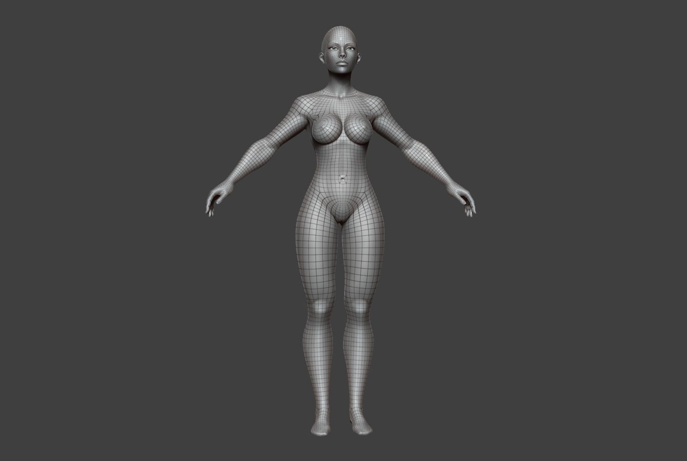 Female Body Basemesh 9 Low-poly 3D model_14