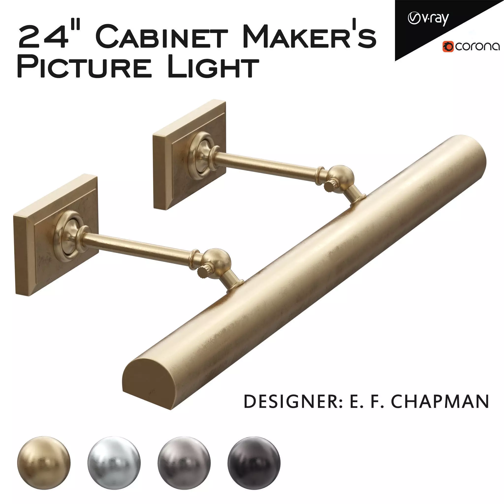 Cabinet Makers Picture Light Low-poly 3D model_0